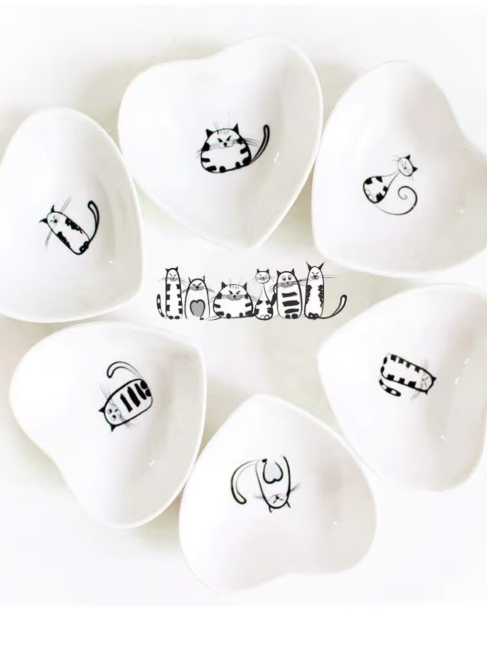 Mini White Cat Ceramic Bowl - Tea Bag or Mini cat treat serving bowl